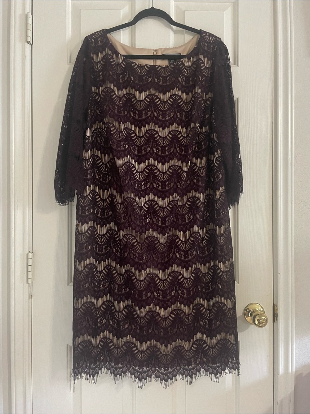 Jessica Howard Lace Midi Dress Plum/Neutral lining 20W